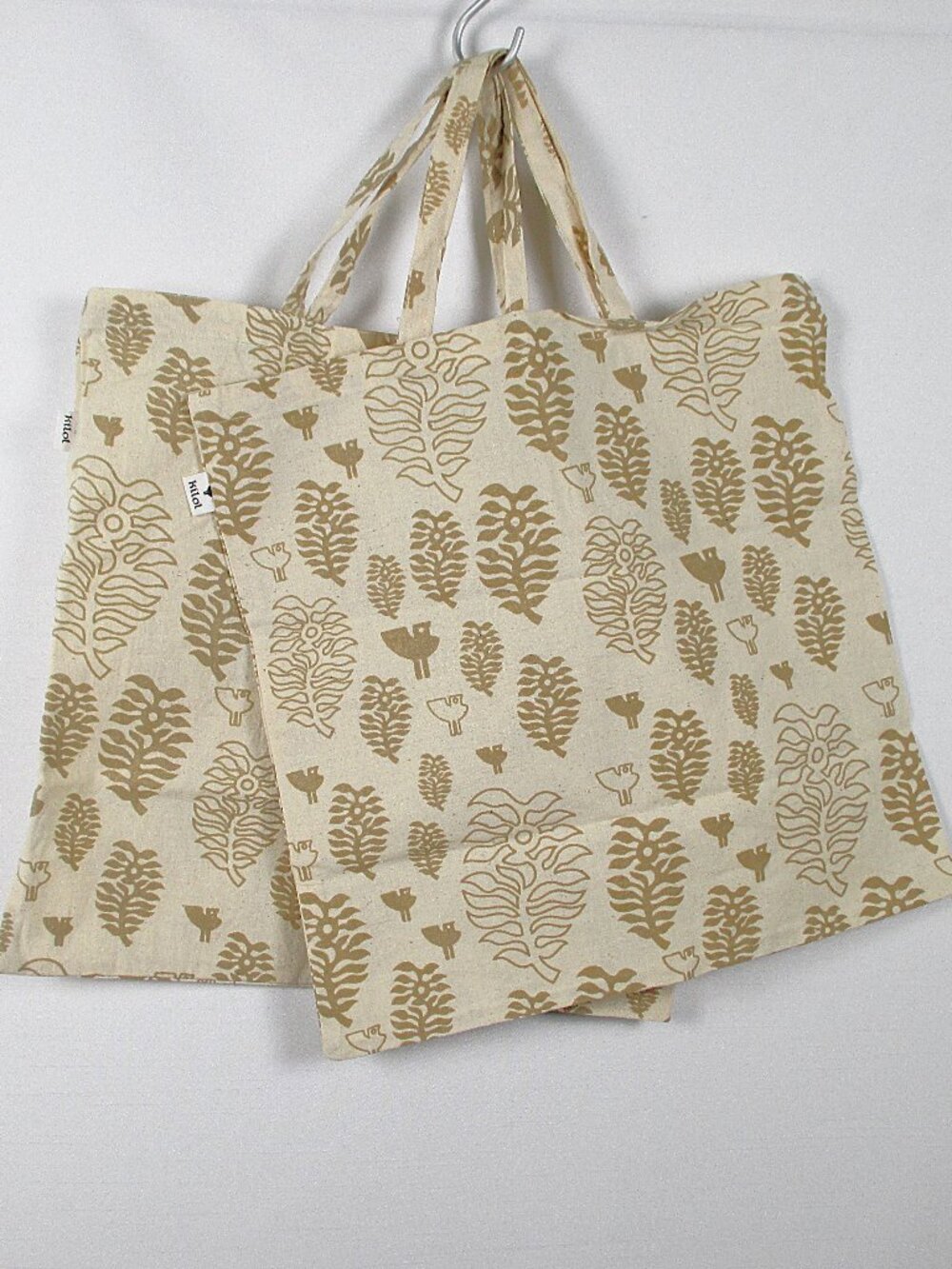 2 KILOL HANDPRINTED COTTON TOTE BAGS